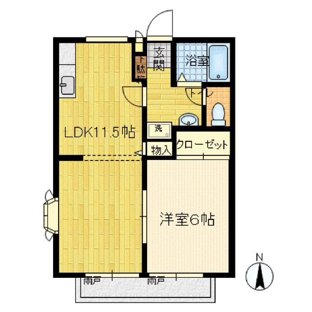 ハイツエステートI(1LDK/2階)の間取り写真