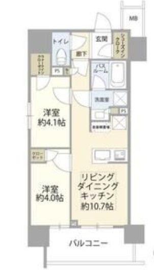 オープンレジデンシア栄本町通(2LDK/5階)の間取り写真