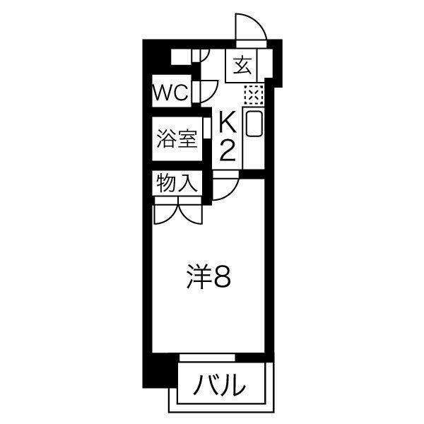 グリンハイツ(1K/5階)の間取り写真