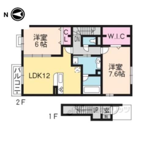 ヴィステリア・スクエア(2LDK/2階)の間取り写真