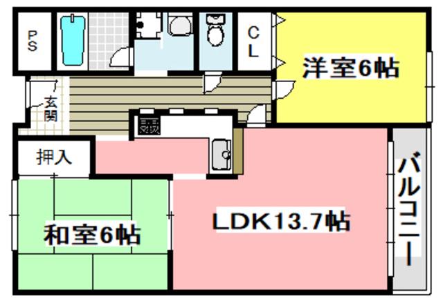 アメージンググレイス(2LDK/1階)の間取り写真
