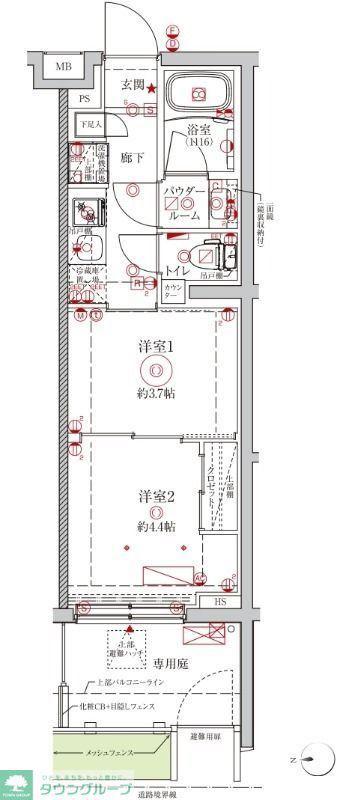 クレイシアIDZ中野野方(2K/1階)の間取り写真