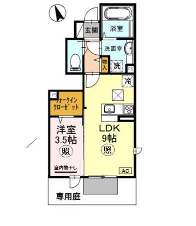 アソークコート(1LDK/1階)の間取り写真