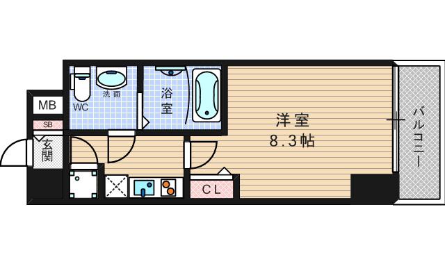 レジュールアッシュ難波MINAMI III(1K/8階)の間取り写真
