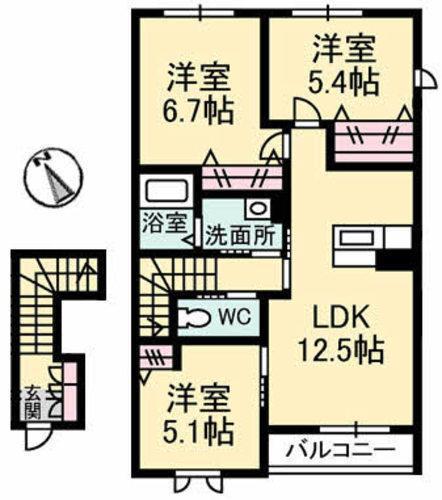 コフレC棟(3LDK/2階)の間取り写真