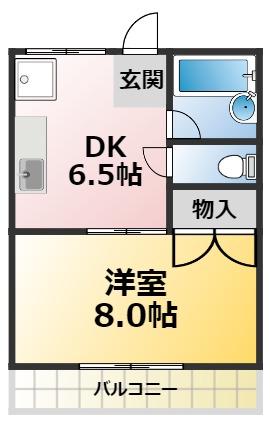 グリーンハイム(1DK/1階)の間取り写真