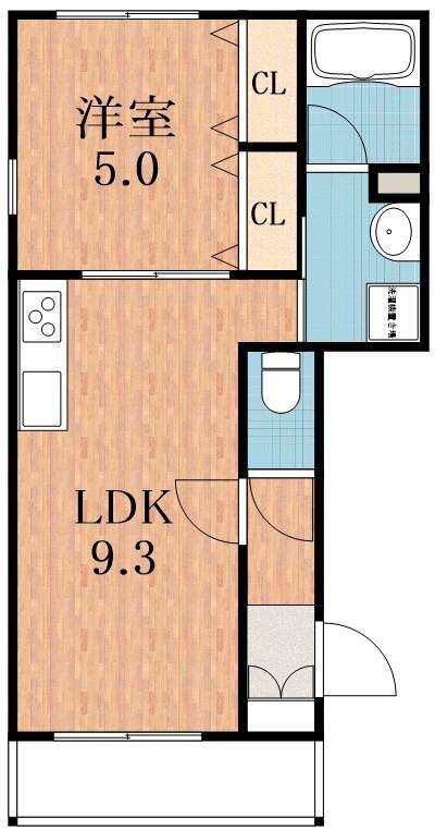 メゾン共立通II(1LDK/1階)の間取り写真