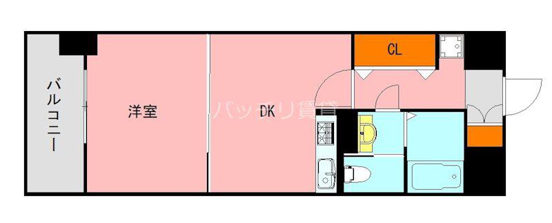 ピュアドームスタシオン箱崎(1DK/2階)の間取り写真