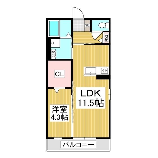 GRANDE広丘 A棟(1LDK/2階)の間取り写真
