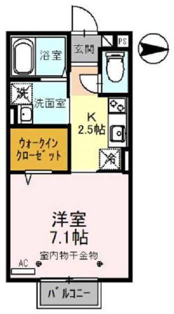 ユイメゾン22(1K/2階)の間取り写真