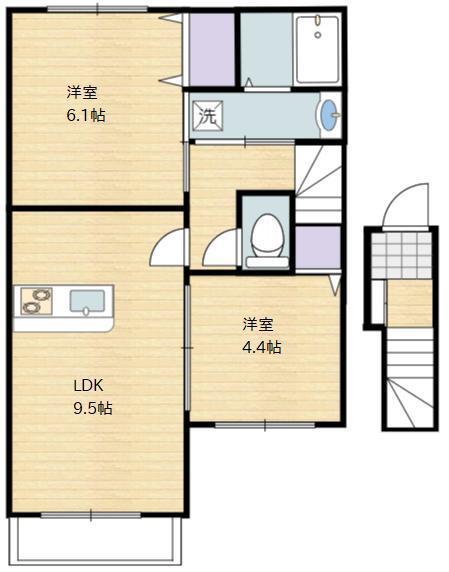 エスポアルーチェ大塚(2LDK/2階)の間取り写真