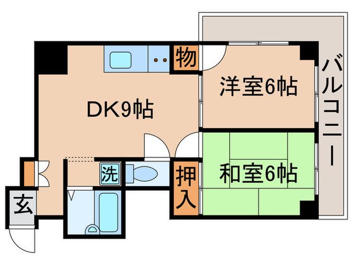 ライオンズマンション金町(2DK/9階)の間取り写真