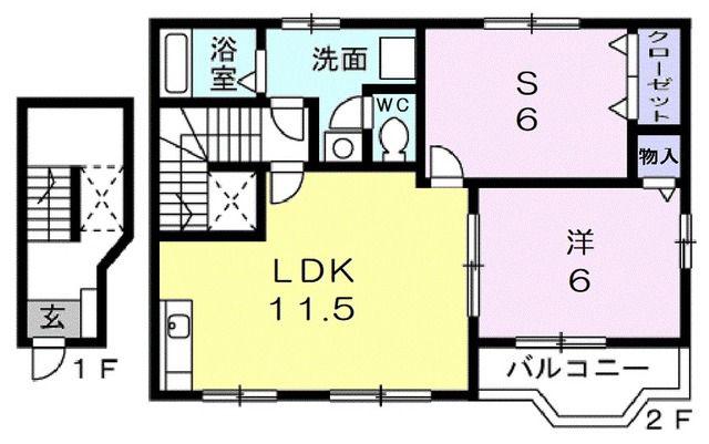 カーサ セレーノ(1SLDK/2階)の間取り写真