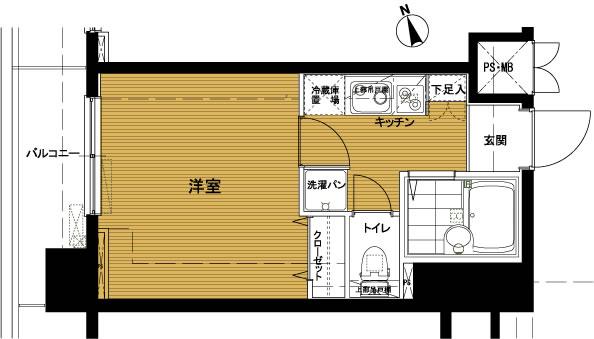 トーシンフェニックス南麻布(1K/5階)の間取り写真