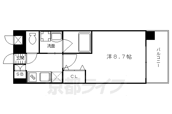 アスヴェル京都市役所前III(1K/4階)の間取り写真