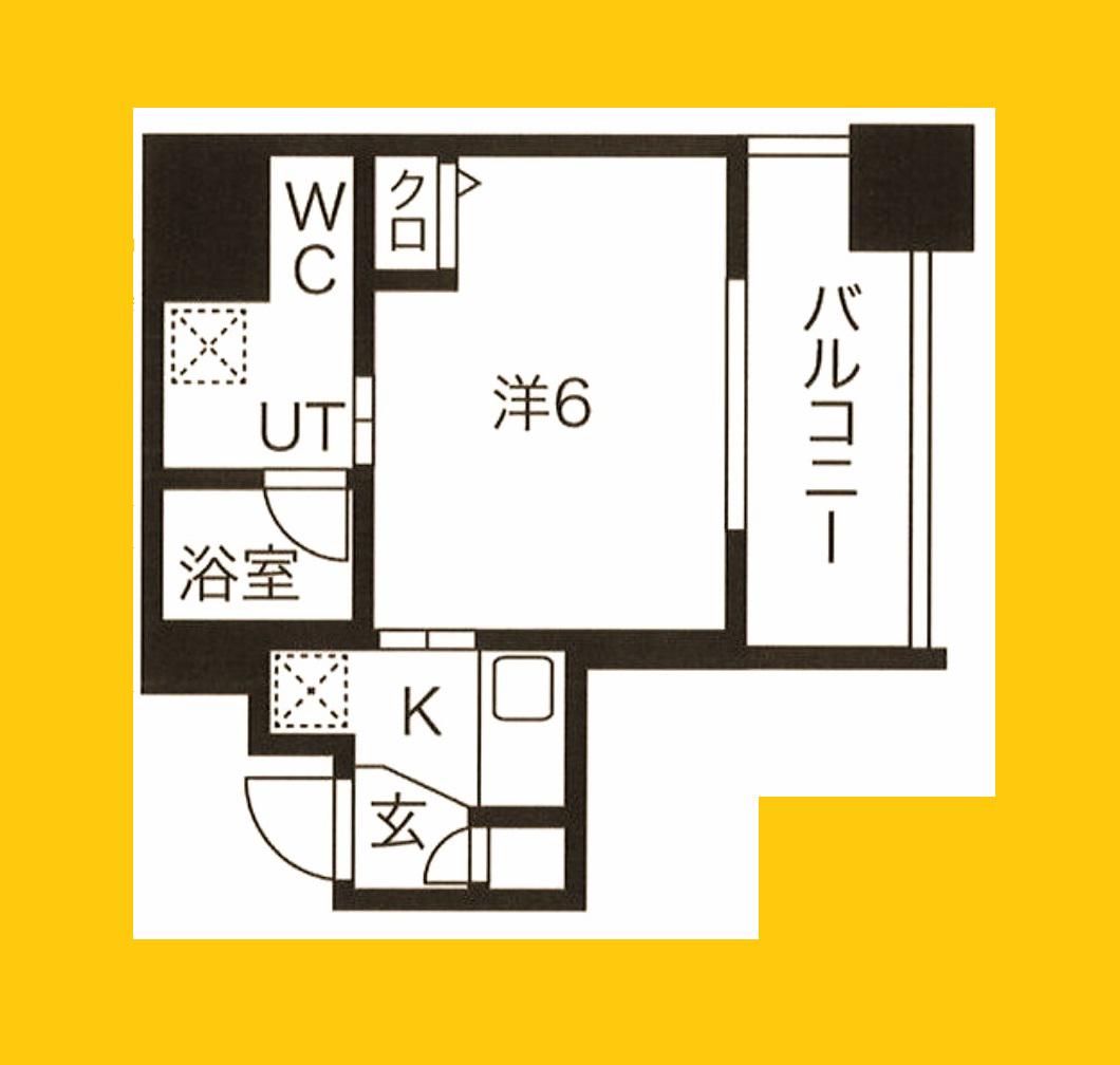 スパシエロッサ横浜吉野町(1K/3階)の間取り写真
