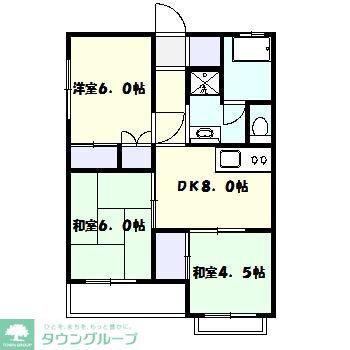 宿河原マンション(3DK/2階)の間取り写真