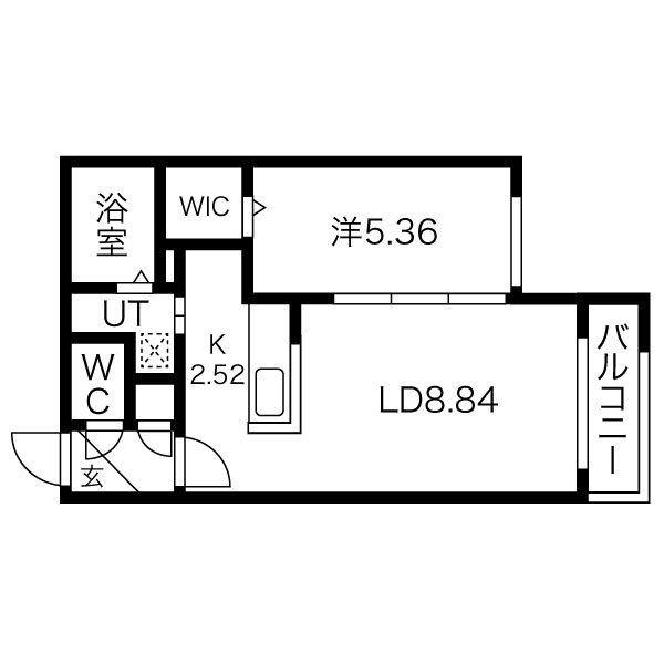レジデンス17C(1LDK/4階)の間取り写真