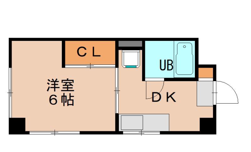第1占部ビル(1DK/3階)の間取り写真