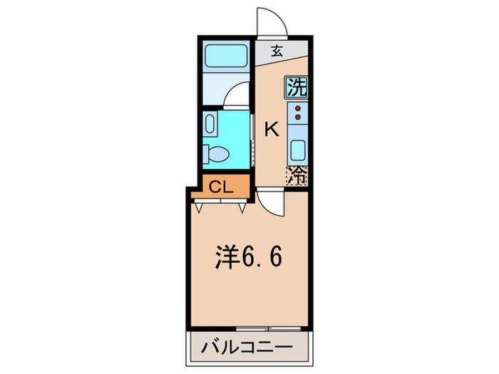 プリモレガーロ(1K/2階)の間取り写真