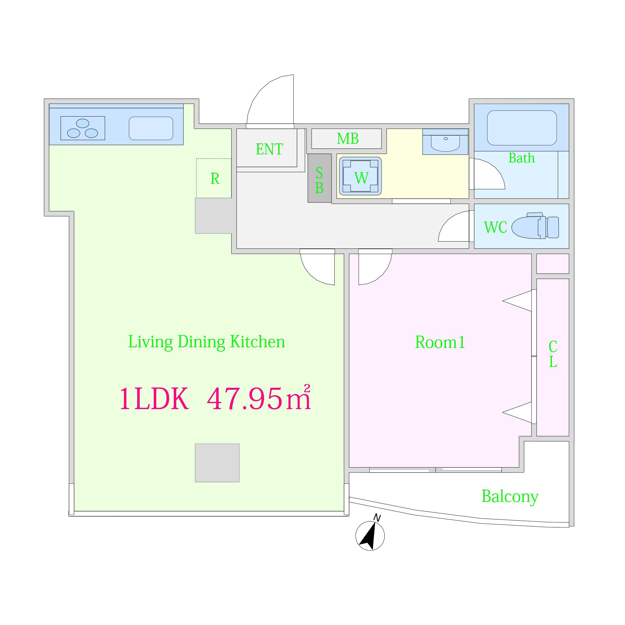 ボラルホソカワ(1LDK/3階)の間取り写真