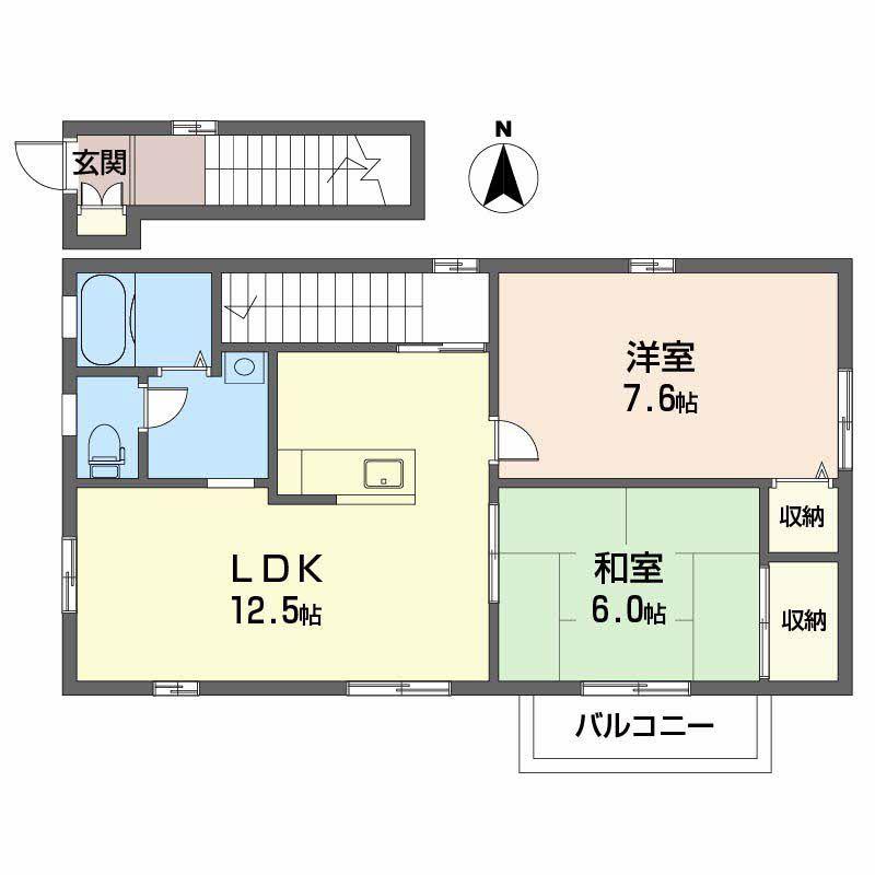 グランコート久万ノ台C棟(2LDK/2階)の間取り写真