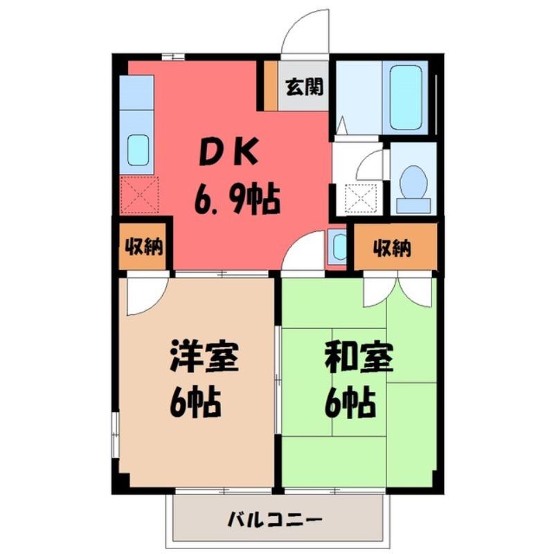 ドマーニA(2DK/1階)の間取り写真