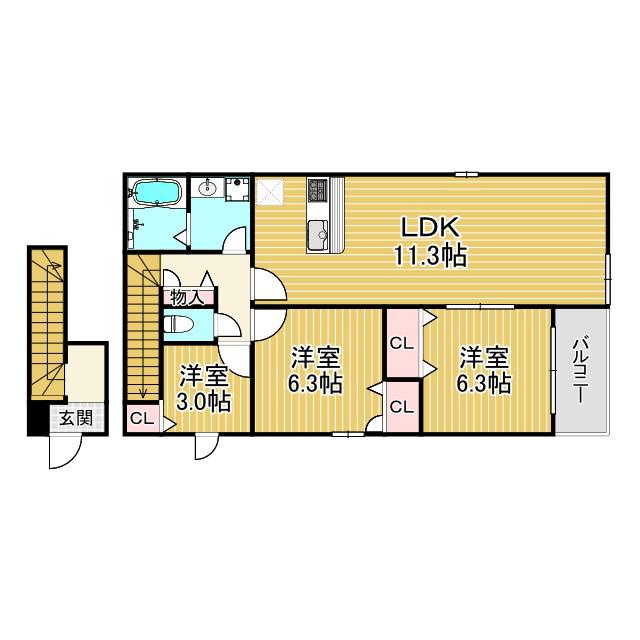 MAISON DE HIRO 2(3LDK/1階)の間取り写真