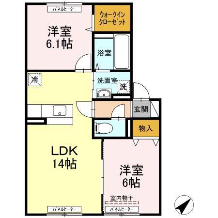 ルナメゾンII(2LDK/2階)の間取り写真