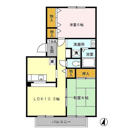 コーポマツバA(2LDK/1階)の間取り写真