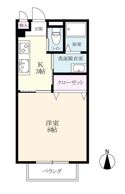 リッツハウス八戸溝(1K/2階)の間取り写真