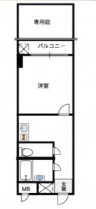 日興パレス南麻布第二(1DK/1階)の間取り写真