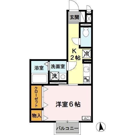 パークサイド渋川(1K/1階)の間取り写真