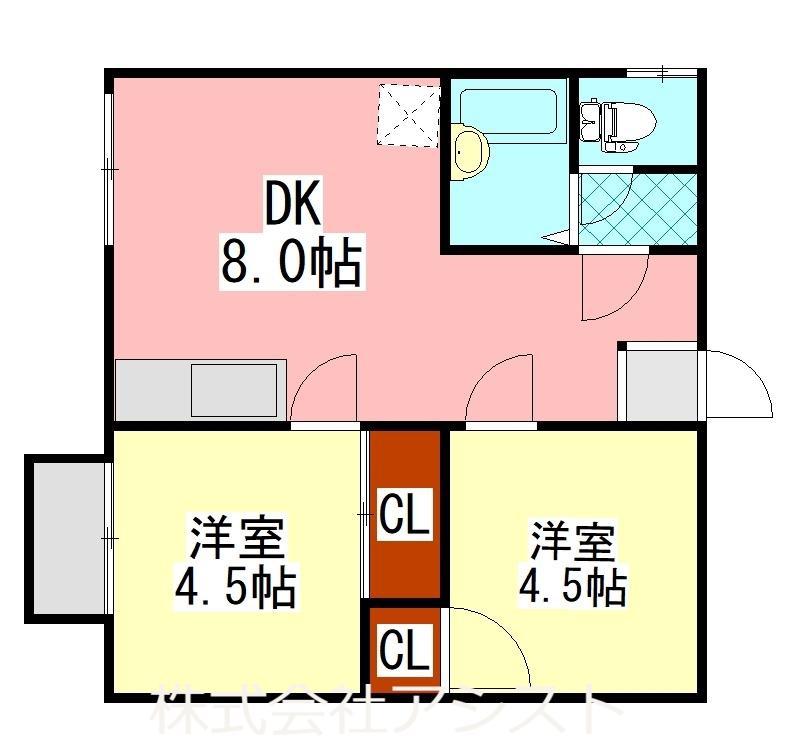 K&Mハイツ(2DK/2階)の間取り写真