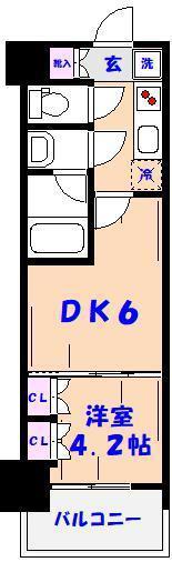 パークアクシス市川(1DK/1階)の間取り写真