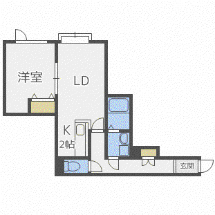 ヴェルソー(1LDK/2階)の間取り写真