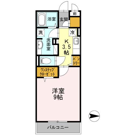 ヴィヴァーチェ川崎(1K/2階)の間取り写真