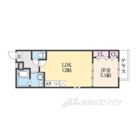 フジパレス忍ケ丘Ⅲ番館(1LDK/1階)の間取り写真