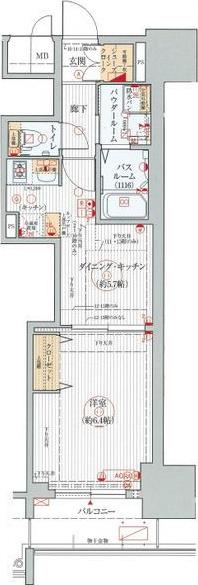 エステムプラザ名古屋駅前プライムタワー(1DK/11階)の間取り写真