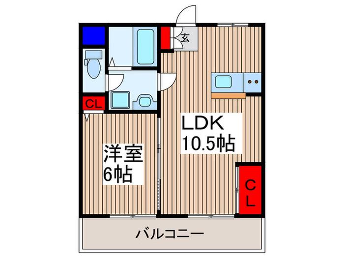 ケイエスハイム越谷(1LDK/1階)の間取り写真