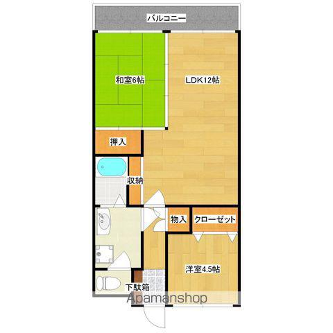大産高取マンション(2LDK/4階)の間取り写真
