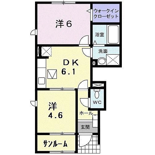 フェアリスI(2DK/1階)の間取り写真