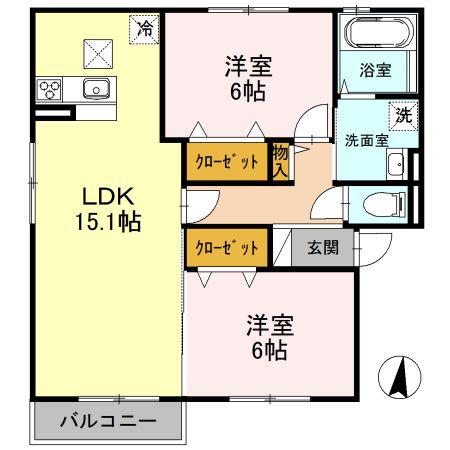 エトワールM A棟(2LDK/1階)の間取り写真