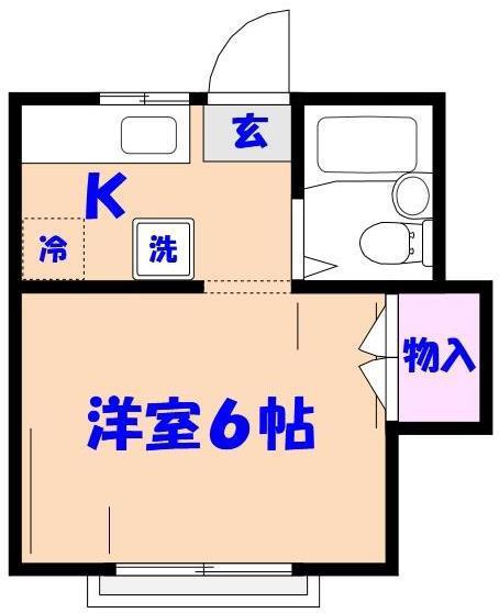 エステートピア国府台(1K/2階)の間取り写真