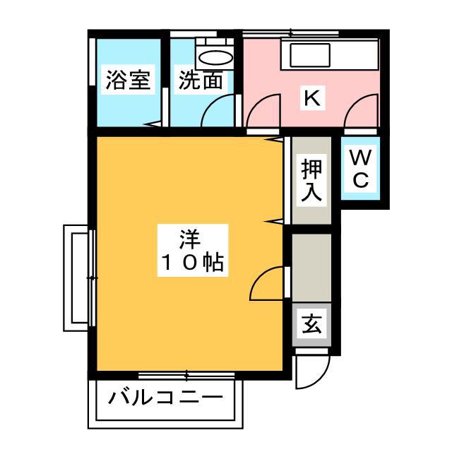 カンパニュラ(1K/1階)の間取り写真