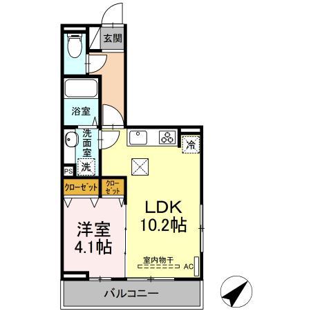 プランドールエヌ2(1LDK/1階)の間取り写真