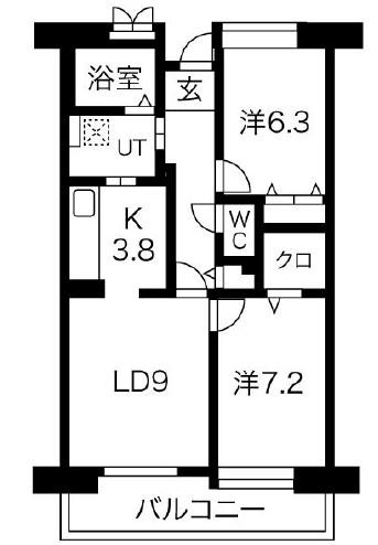 アクティ目黒駅前1号棟 アクティ目黒駅前 1号棟(2LDK/9階)の間取り写真