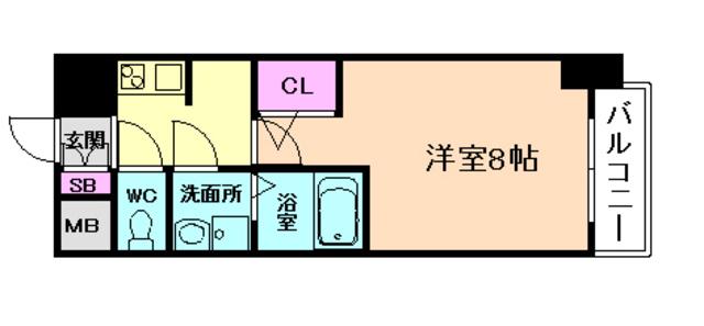 サムティ姫島LIBERLA(1K/7階)の間取り写真