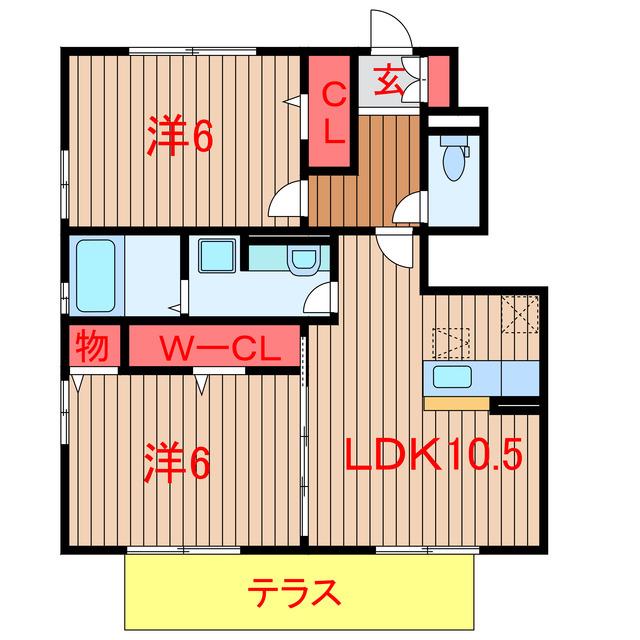 ソレイユAB(2LDK/1階)の間取り写真