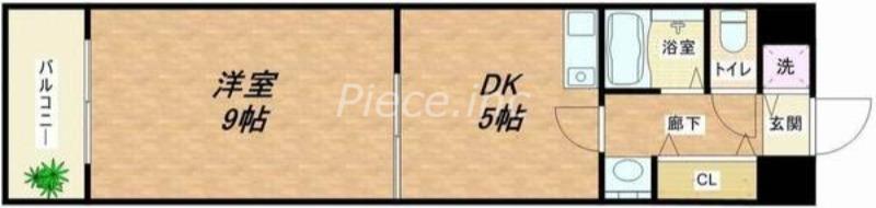 グリーンプラザ瓦町(1DK/8階)の間取り写真